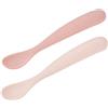 BÉABA Set 2 Cucchiaini Silicone Bebè 1ª Età - Dai 4 Mesi, Morbidi, Punta Arrotondata, Manico Lungo Ergonomico, Custodia da Trasporto, Finitura Anti-Polvere - Marshmallow/Zucchero Filato