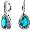 Bling Jewelry Orecchini pendenti a goccia con cerniera a scatto, stile vintage, con simulato acquamarina e zirconi cubici AAA CZ, moda formale per donne, per ballo di fine anno, damigella d'onore, matrimonio,