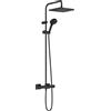 hansgrohe Vernis Shape colonna doccia, soffione 260 mm, sistema doccia con termostatico, doccetta, flessibile doccia, asta doccia, doccia a pioggia (soffione) con 1 tipo di getto, nero opaco
