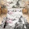 Homewish Copripiumino Vintage Orientale Cinese Misura Singola, Set Biancheria da Letto con Fiori di Ciliegio Giapponesi per Bambini Adolescenti Adulti, Copripiumino Floreale in Stile Giapponese, Set