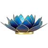 Panotophia Phoeniximport Portacandela a forma di fiore di loto, 13,5 cm, Oro, Blu, Capiz Shell, Cerimonie religiose o spirituali