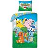 Halantex POKEMON PIKACHU - Set di biancheria da letto in cotone, copripiumino 140 x 200 cm e federa 70 x 90 cm - 100% cotone - Multicolore