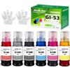 FANSHENG GI53 Inchiostro Compatibile con Canon GI-53 53 Flaconi di Inchiostro per Pixma G650 G550 Stampanti (6 Pack,Nero/Ciano/Magenta/Giallo/Rosso/Grigio)