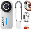 SJCAM C110 Plus - Mini fotocamera magnetica per corpo, 4K 170° Fov, scheda da 64 GB con registrazione audio e video, stabilizzazione a 6 assi, zoom 8x, videocamera tascabile impermeabile per vlogging