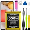 LCLEBM Batteria per Samsung Galaxy A40(EB-BA405ABE), 5000mAh (2026 Nuova Versione) Maggiore capacità 0 Ciclo Li-Polymer Batteria di Ricambio per Galaxy A40 A405F con Strumenti Professionali