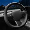 LKWLIKEI Coprivolante auto personalizzato per Tesla, in pelle nappa, ultra sottile, design antiscivolo e modifica degli interni dell'auto (per Tesla Model 3/Y) (nero)