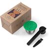 RECAFIMIL Capsules rechargeables Filtres à dosettes de café réutilisables compatibles avec les brasseurs Dolce Gusto avec cuillère et brosse (1 Capsula Caffè)