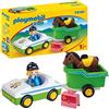 PLAYMOBIL 1.2.3., 70181, Auto con Trasporto Cavalli, per Bambini dai 4 Anni