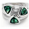 Uno de 50 Anello placcato argento Sterling con tre cristalli verdi - VERDE