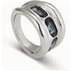 Uno de 50 Anello placcato argento Sterling e 3 cristalli grigi -