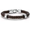Uno de 50 Bracciale cuoio intrecciato con 2 circonferenze placcate argento sterling - MARRONE