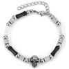 FREELANCE JW Bracciale da uomo con teschio e perline. - NERO