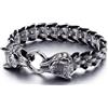 FREELANCE JW Bracciale da uomo in acciaio inossidabile 316L Wolf Head 23Cm - ARGENTO/ACCIAIO