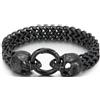 FREELANCE JW Bracciale da uomo in acciaio inossidabile con teschio nero - NERO