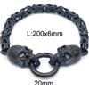 FREELANCE JW Bracciale da uomo in acciaio nero Double Skull Head - NERO