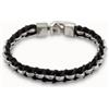 Uno de 50 Bracciale di cuoio e placcato argento Sterling -