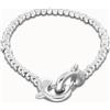 Uno de 50 Bracciale di piccole perle argentate con moschettone a incastro (L) -