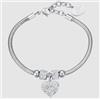 LUCA BARRA BRACCIALE DONNA IN ACCIAIO CON CUORE E CRISTALLI BIANCHI -