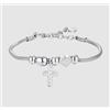 LUCA BARRA BRACCIALE DONNA IN ACCIAIO CROCE E CRISTALLI -
