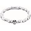 Uno de 50 Bracciale elastico con perline in argento e particolare a forma di teschio -