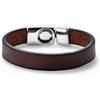 Uno de 50 Bracciale in cuoio marrone liscio placcato argento sterling - MARRONE