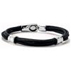 Uno de 50 Bracciale in cuoio placcato argento con 2 circonferenze - NERO