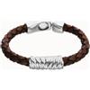 Uno de 50 Bracciale in pelle intrecciata marrone con dettaglio placcato in argento 925 (L) -