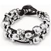 Uno de 50 Bracciale largo di cuoio placcato argento Sterling -