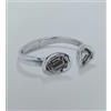 Uno de 50 Bracciale rigido placcato argento sterling e due cristalli GRIGI -