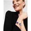 Uno de 50 Bracciale rigido placcato argento sterling e due cristalli ROSSO - CRISTALLO ROSSO