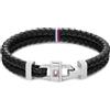 TOMMY HILFIGER BRACCIALE UOMO INTRECCIATO IN PELLE NERO - NERO