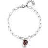 Uno de 50 Catenina placcata argento sterling con maglie e cristallo ROSSO -