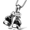FREELANCE JW Collana con Pendente a Forma di Guantoni da Pugilato - ARGENTO/ACCIAIO