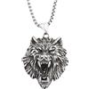 FREELANCE JW Collana con Pendente a Testa di Lupo Angry Wolf - ARGENTO/ACCIAIO