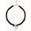 Uno de 50 Collana in filo di seta e pelle con dettaglio di cuore placcato argento -