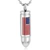 FREELANCE JW Collana pendente da uomo con charm in acciaio al titanio, proiettile con la bandiera americana - ARGENTO/ACCIAIO