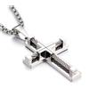 FREELANCE JW COLLANA UOMO CON PENDENTE A FORMA DI CROCE CON PLACCATURA IN ACCIAIO TITANIO - ARGENTO/ACCIAIO