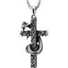 FREELANCE JW Collana Vintage Cross Whith Snake - ARGENTO/ACCIAIO