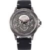 FREELANCE JW Orologi da uomo con quadrante in quarzo e cintura casual a forma di teschio - NERO