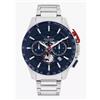 TOMMY HILFIGER OROLOGIO UOMO SPORTIVO CHRONOGRAFO DA 44 MM - ARGENTO/ACCIAIO