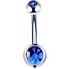 FREELANCE JW Piercing Ombelico con doppio zircone blu elettrico - ARGENTO/ACCIAIO