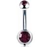 FREELANCE JW Piercing Ombelico con doppio zircone bordeaux - ARGENTO/ACCIAIO