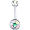 FREELANCE JW Piercing Ombelico con doppio zircone iridiscente - ARGENTO/ACCIAIO