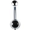 FREELANCE JW Piercing Ombelico con doppio zircone nero - ARGENTO/ACCIAIO