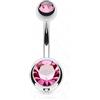 FREELANCE JW Piercing Ombelico con doppio zircone rosa cipria - ARGENTO/ACCIAIO