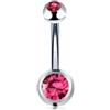 FREELANCE JW Piercing Ombelico con doppio zircone rosa rosso - ARGENTO/ACCIAIO