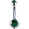 FREELANCE JW Piercing Ombelico con doppio zircone verde smeraldo - ARGENTO/ACCIAIO