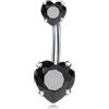 FREELANCE JW Piercing Ombelico Doubble Heart Nero - ARGENTO/ACCIAIO
