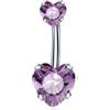 FREELANCE JW Piercing Ombelico Doubble Heart Viola - ARGENTO/ACCIAIO