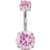 FREELANCE JW PIERCING OMBELICO IN ACCIAIO CON DOPPIO ZIRCONE INCASTONATO - ARGENTO/ACCIAIO